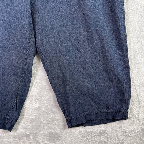 FLAX 100% Linen Pants Size Medium** Blue Boho Extra Wide Leg Strong and Capable - Picture 4 of 13